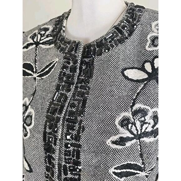 THE COLLECTIVE WORKS OF BEREK 2 BLACK/WHITE EMBROIDERED RHINESTONE JACKET Sz. M - Picture 9 of 12